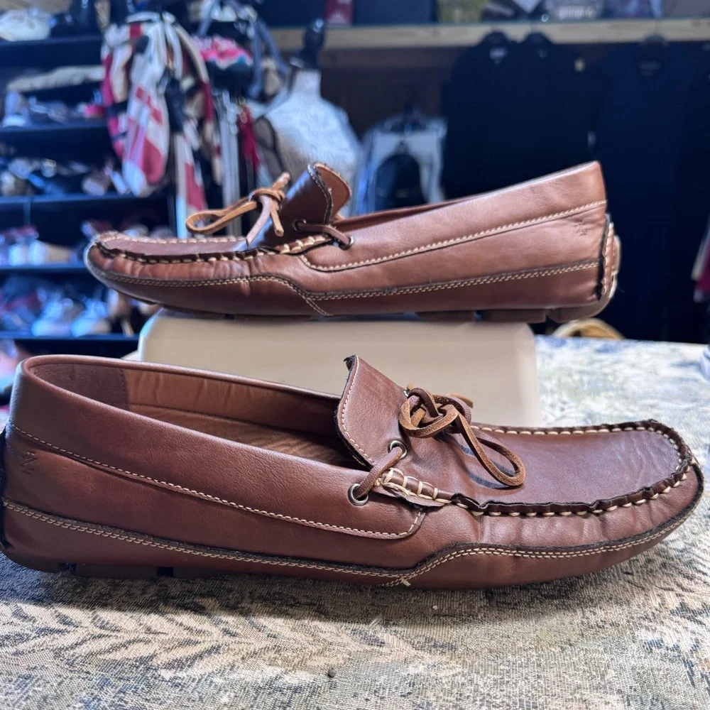 Izod Men's Burton Classic Mocs Tan Boat Shoes w/ Memory Foam insoles Sz 13
